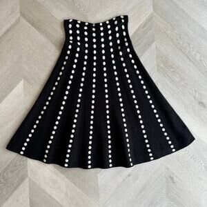 Sioni Black White Knit Sweater Midi Skirt XS Bebop Swing Dance Full Flare